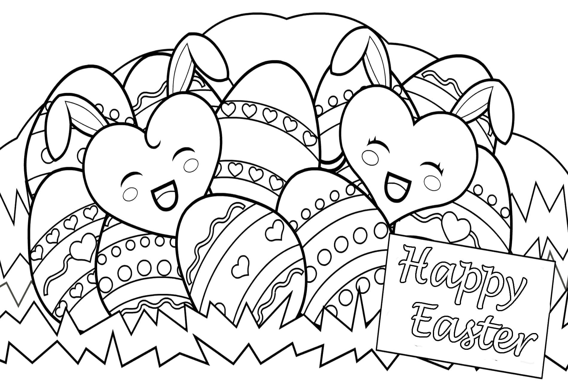 Happy Easter Day Eggs Coloring Print Pages Free Printable