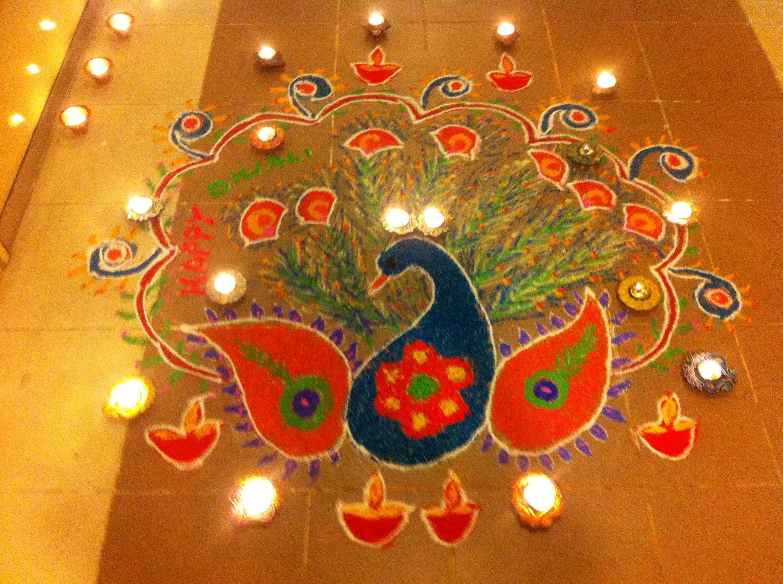 2017 Happy Diwali Rangoli Designs Peacock Patterns Flowers Images Beautiful Photos