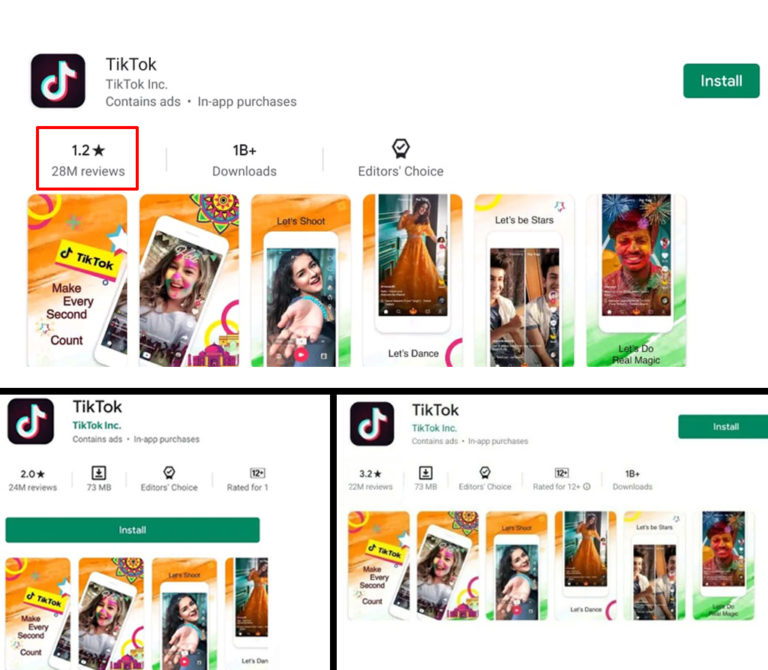 Why Tik Tok App Rating Drastic Downfall To 1.2 From 4.6 Stars Today?