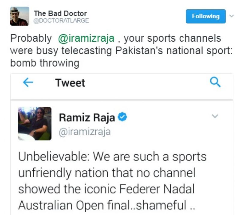 Over tweet on Federer, Nadal Australia Open Final Match ...