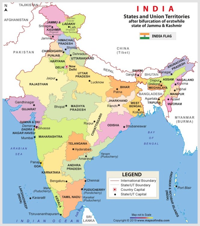 New Map of India: Govt releases new political map of India showing UTs ...