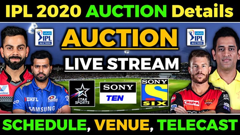 IPL 2020 Auction Live Streaming: Date, Time, Venue, Player List Teams
